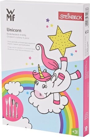 Дитячий набір столових приборів WMF Einhorn (4 шт.), нержавіюча сталь, для дітей 3-9 років, Cromargan, придатний для миття в посудомийній машині