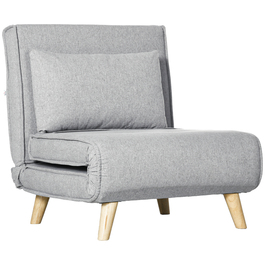 Крісло-ліжко з регульованим спинкою у 6 положеннях, з текстурою льону, витримує до 150 кг, світло-сірого кольору.