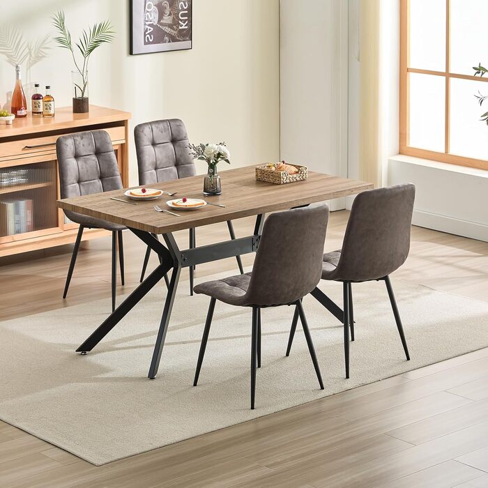 Набір обідніх стільців Techno, коричневі, з металевими ніжками, для кухні, вітальні, зони очікування (6 шт.)