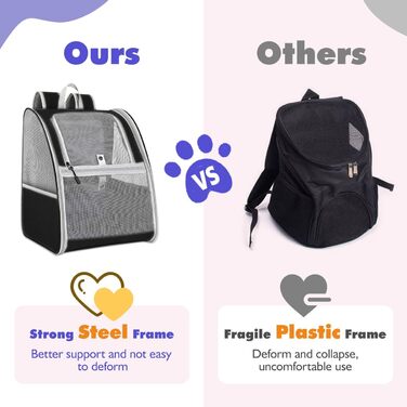 Рюкзак для котів Pawaboo, собачий рюкзак для котів собак цуценят з віконцем, рюкзак для домашніх тварин, рюкзак для котів собачий рюкзак з дихаючою сіткою для піших прогулянок - до 10 кг (чорний)
