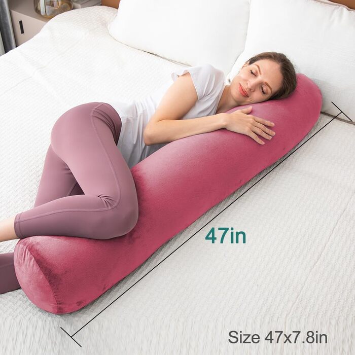 Подушка для сну на все тіло AS AWESLING з ефектом пам'яті (Memory Foam), 120 x 20 см, бордовий колір, з чохлом