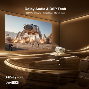 Aurzen Boom Mini 4-в-1 Smart Beamer: проєктор 4K з Google TV, аудіо Dolby 20W, Wi-Fi, Bluetooth, автофокус, корекція трапеції (зелений)