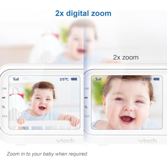 Відеоняня VTech VM3250 з LCD-екраном 7,1 см, нічним баченням, датчиком температури та радіусом дії 300 м