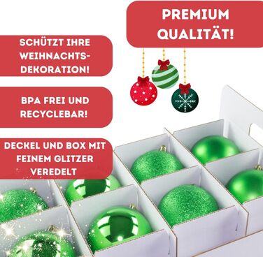 Коробка для зберігання новорічних кулічок на 71 шт. | Відсік у кришці | Велика та стійка блискуча коробка для прикрас | Кришка з замком | Новорічні кулі, прикраси на ялинку | Декор