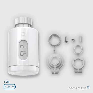 Homematic IP Термостат на радіатор Smart Home – цифровий термостат для опалення, керування через додаток, сумісний з Alexa та Google Home, легка установка, енергозбереження (153412A3)