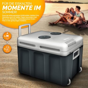 Автомобільний холодильник Tillvex електричний 40л з колесами: охолодження та підігрів, 230V/12V, ECO-режим (Сірий)