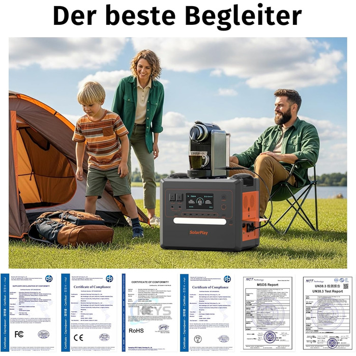 Портативна електростанція SolarPlay 2500W з сонячною панеллю 200W, LiFePO4 акумулятор 2304Wh, USB та AC порти, 12 виходів, для кемпінгу, RV, надзвичайних ситуацій