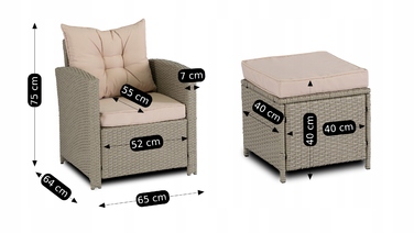 Комплект садових меблів із техноротанга MEBEL ELITE, бежевий, 6 предметів