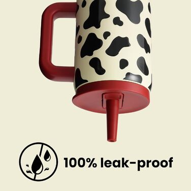 Термокружка-пляшка 900 мл з нержавіючої сталі з ручкою та трубочкою – без BPA, подвійні стінки, не протікає – для подорожей, офісу, університету, спорту та як подарунок (з принтом 