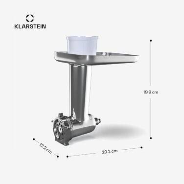 Кухонна машина Klarstein Chiara 1600W з чашею 5L з нержавіючої сталі, 12 швидкостей, LCD-сенсорний дисплей, тиха робота ≤72 dB, набір для випічки, придатний для миття в посудомийній машині, корпус з алюмінію, м'ясоподрібкувач Klarstein Chiara