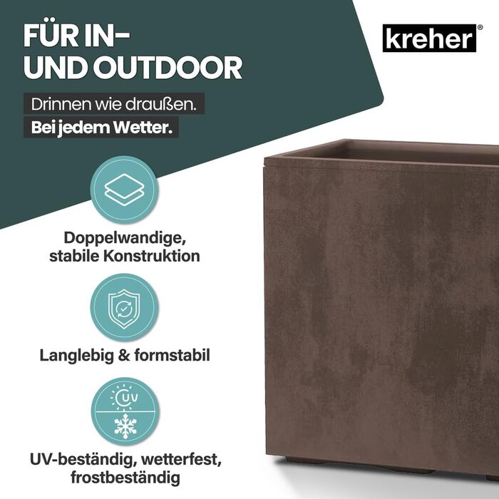 Плантатор Kreher XL Millennium: різні розміри та кольори. Імітація натурального каменю (коричневий, бежевий, антрацит, сірий). З міцного пластику. Роздільник простору (прямокутний)