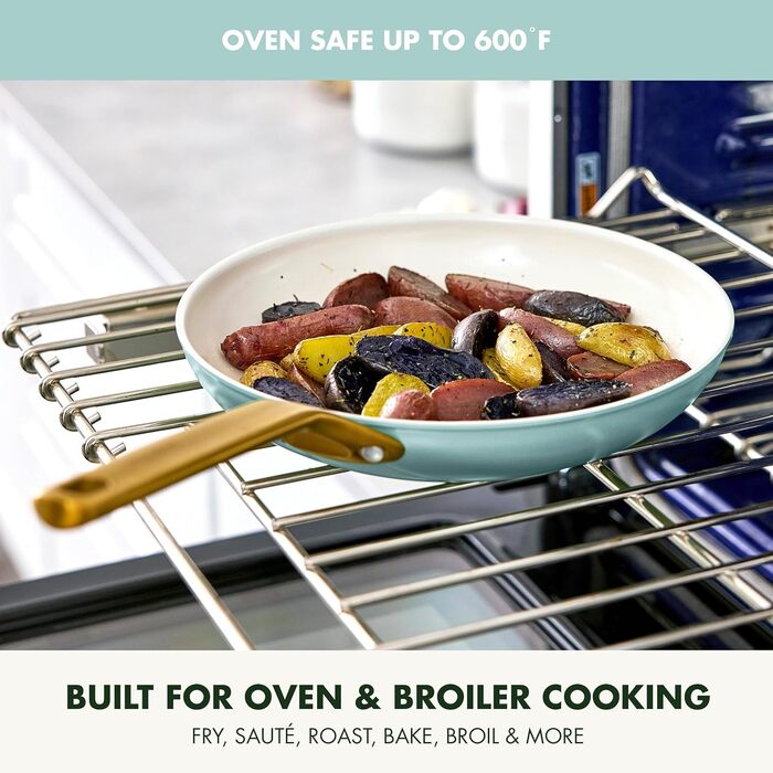 Набір сковорідок GreenPan з антипригарним покриттям, 25.4 см та 30.5 см, кераміка, нержавіюча сталь, NSF-сертифіковані, піч та посудомийна машина, моховий зелений