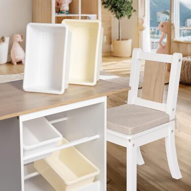 Дитячий столик та стільці ONVAYA® білого кольору з дерева | Дитячий меблевий набір з місцем для зберігання | Дитяча кімната