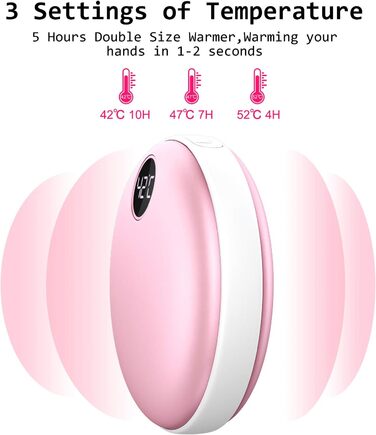 Електричний грілка для рук EXTSUD - портативний зарядний пристрій USB, акумуляторний, легкий, для зими, подарунок для чоловіків та жінок (рожевий)
