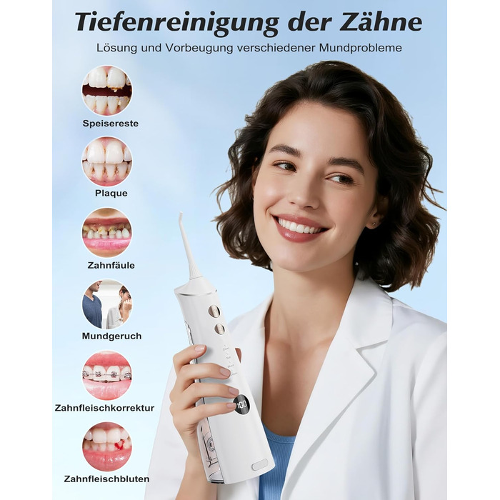 Електрична насадка для душу Munddusche: 5 струменів, 4 режими, для догляду за порожниною рота, водонепроникність IPX7, для дому та подорожей