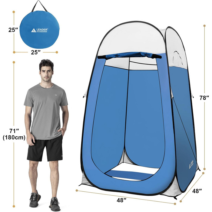 Намет для душу Pop-Up Leader Accessories, 122x100x198 см, великий, блакитний