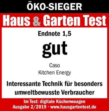 Кухонні ваги CASO Energy Design - переможець тесту Haus & Garten, без батарейок, до 5 кг з кроком 1 г