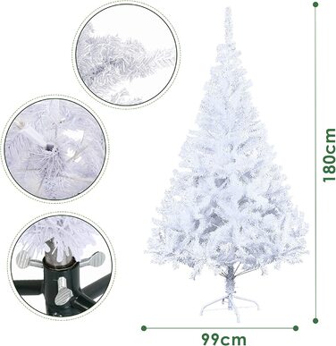 Вставка 1,2 м ялинка Різдвяна ялинка унікальне штучне штучне дерево Різдвяний декор вогнестійкий для різдвяної прикраси (180 см, білий)