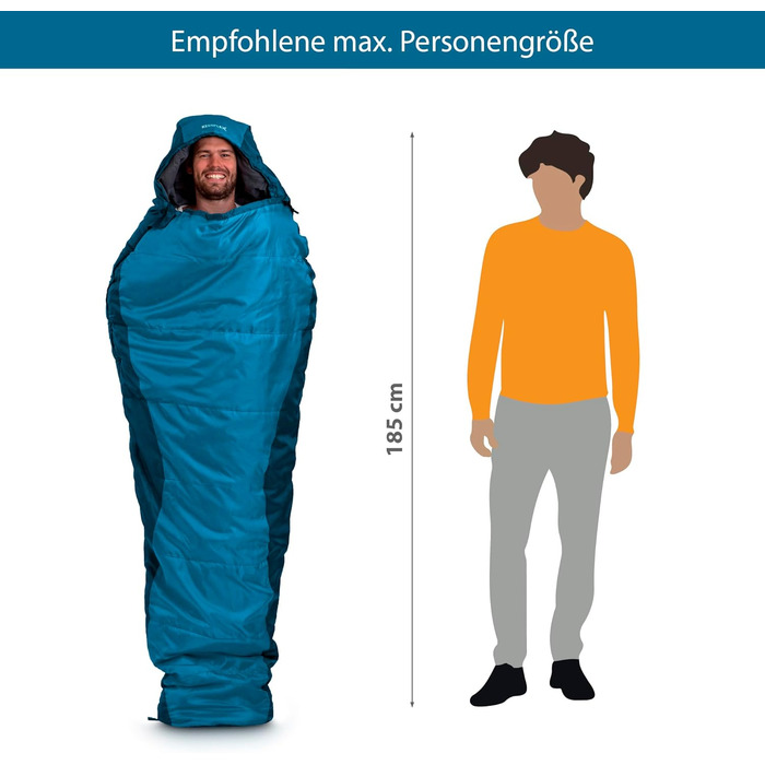 Спальний мішок KeenFlex 3-4 сезони, від +7.2°C до -23.4°C, 1500г/2150г, для літа й зими, для туризму, машинне прання