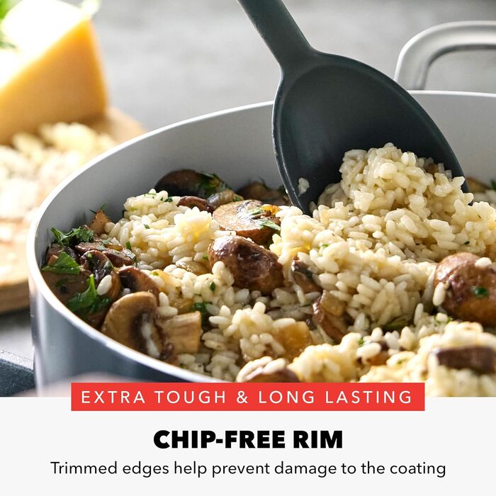 Каструля GreenPan x Bobby Flay 6QT з кришкою з термостійкого скла, антипригарне покриття Diamond Ceramic, індукційне дно, 5.7 л, сірий (Graphite/Nature's Delight)