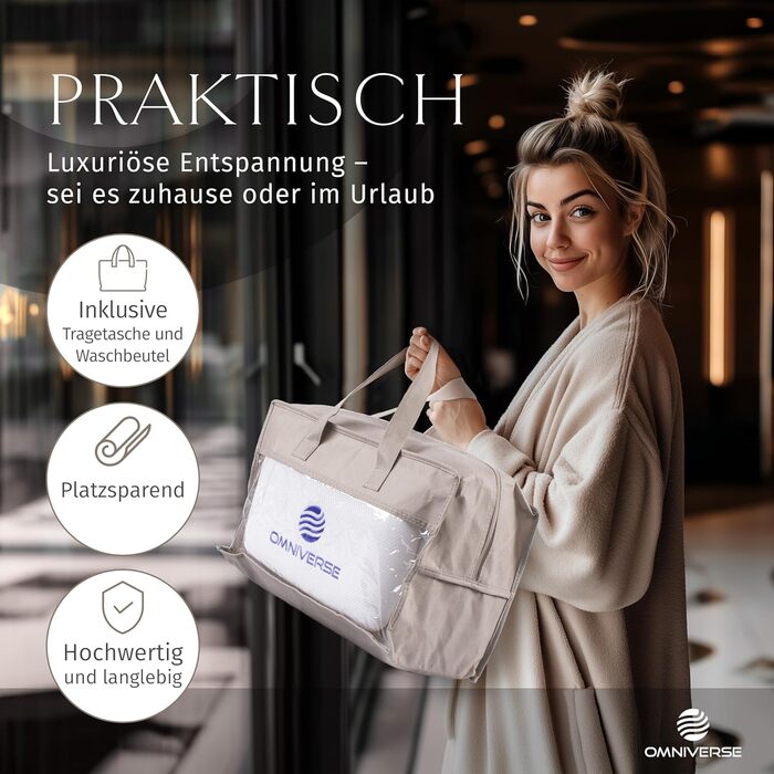 Подушка для ванни Omniverse Ganzkörper 125×40 см, для зросту 160–180 см, для гладких поверхонь, швидковисихаюча, для чутливої шкіри, біла