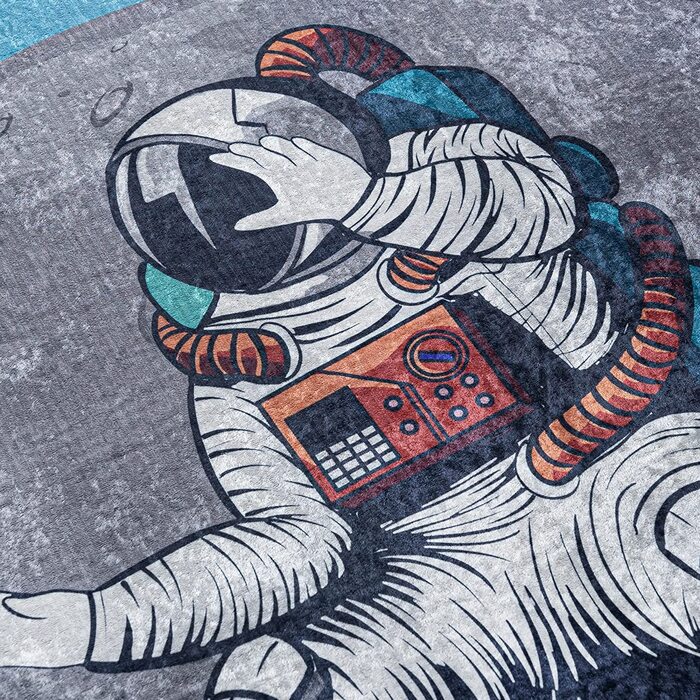 Килим із зображенням космонавта на скейтбрді 120 х 170 см