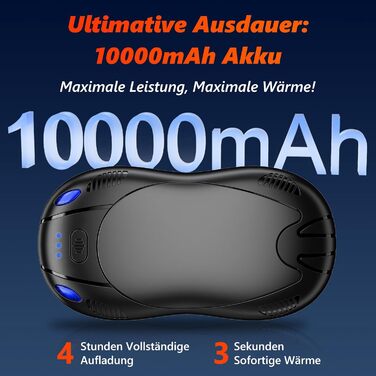 Електричні нагрівачі для рук FANDLISS з магнітом, 10000mAh, 2 шт. - нагрів з обох сторін, USB, 3 режими, для активного відпочинку, подарунок