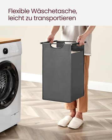 Кошик для білизни VASAGLE з 2 відділеннями, 92 л, чорно-вінтажний, з металевим каркасом