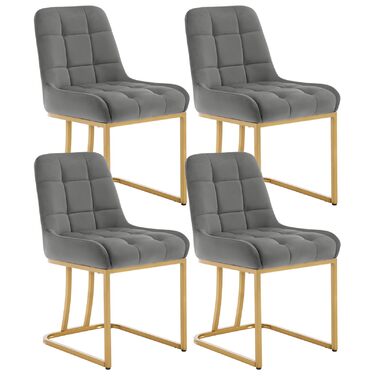 Крісла для обідньої зони WOLTU (4 шт.), м'які крісла з оксамиту з металевим каркасом, для кухні, вітальні, туалетного столика, темно-сірий, EZS32dgr-4
