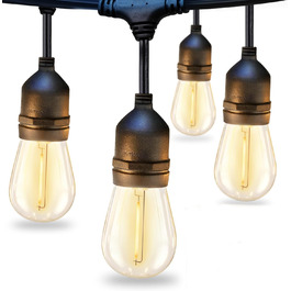 LED гірлянда 15м для дому та саду з цоколем E27, IP65, 2700K, тепле світло