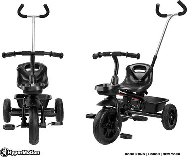 Триколісний велосипед дитячий Tobi Vector з ручкою для батьків, ременями безпеки, зручним сидінням, широкими колесами, чорний