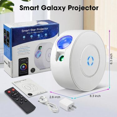 Проєктор зоряного неба Smart Sternenhimmel WiFi з пультом, додатком та голосовим керуванням, 16 млн кольорів, 25 дБ, кут нахилу 4 позиції (з жовтими зірками)