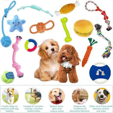 Іграшка для собак Amzeeniu, набір для тренування зубів собак з мотузкового м'яча 14 шт. , міцний, незнищенний, для маленьких/великих собак (макс. 60 символів)