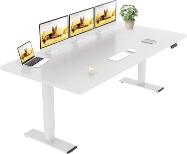 Регульований стіл Sanodesk 160x70 см – електричний підйомний стіл для роботи, білий. Макс. навантаження 90 кг