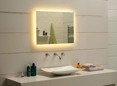 Дзеркало для ванної кімнати Dr. Fleischmann GS084N з LED-підсвічуванням (80 x 60 см, тепле біле світло)