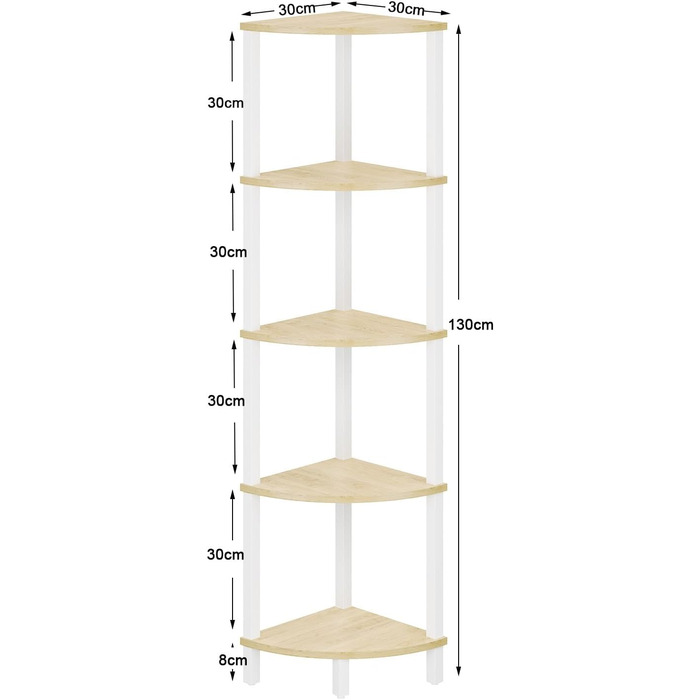 Кутова полиця VASIHO JSJ001H 5 рівнів, промисловий дизайн, біло-бежевий, для кухні та вітальні