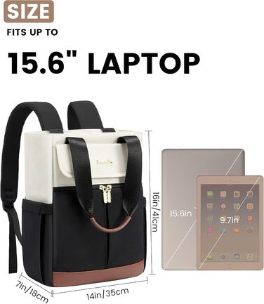 Жіночий рюкзак LOVEVOOK: компактний, водонепроникний, для ноутбука 15.6 дюймів, у стилях beige, black, brown