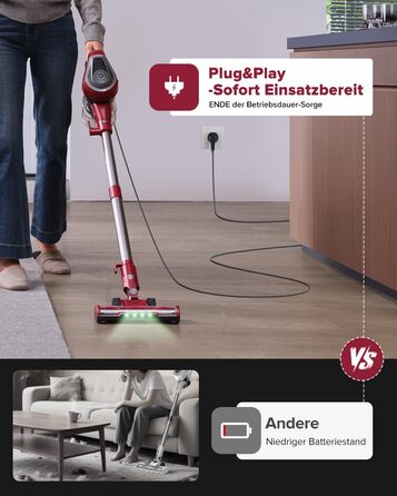 Ручний пилосос Vexilar C8 з кабелем - 600W, 60kPa, 7м кабель, безперешкодна щітка для підлоги, 1.5L безмішковий контейнер для твердих поверхонь, килимів та шерсті тварин