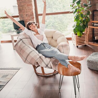 Пуф-стілець для макіяжу YMYNY, стилізований під гарбуз, 32x32x44 см, помаранчевий