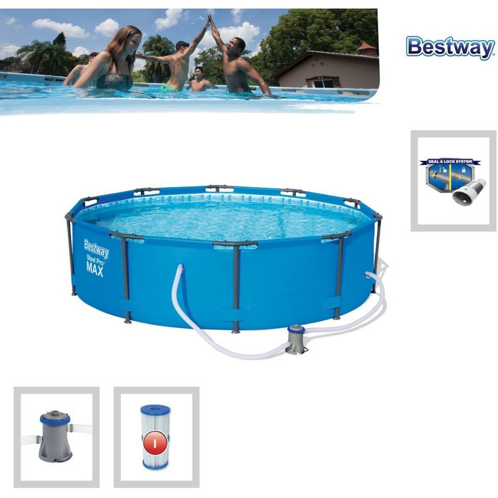 Каркасний басейн круглий зі сталевою рамою та фільтруючим насосом, басейн 305 x 76 см 305 x 76 см