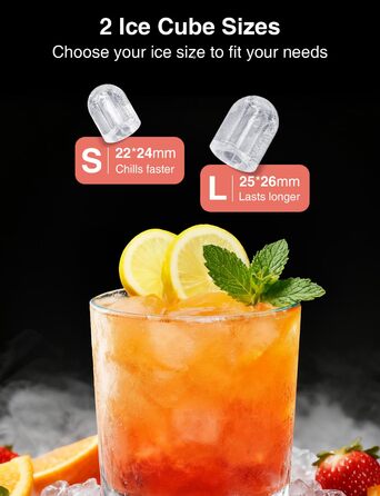 Crownful Машина для льоду портативна (Чорна) - Швидке виробництво льоду для дому та офісу