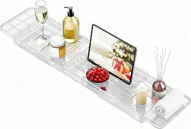 Підставка для ванни висувна, пластикова, з полицею для книг, водонепроникна, аксесуар для ванни (прозора)
