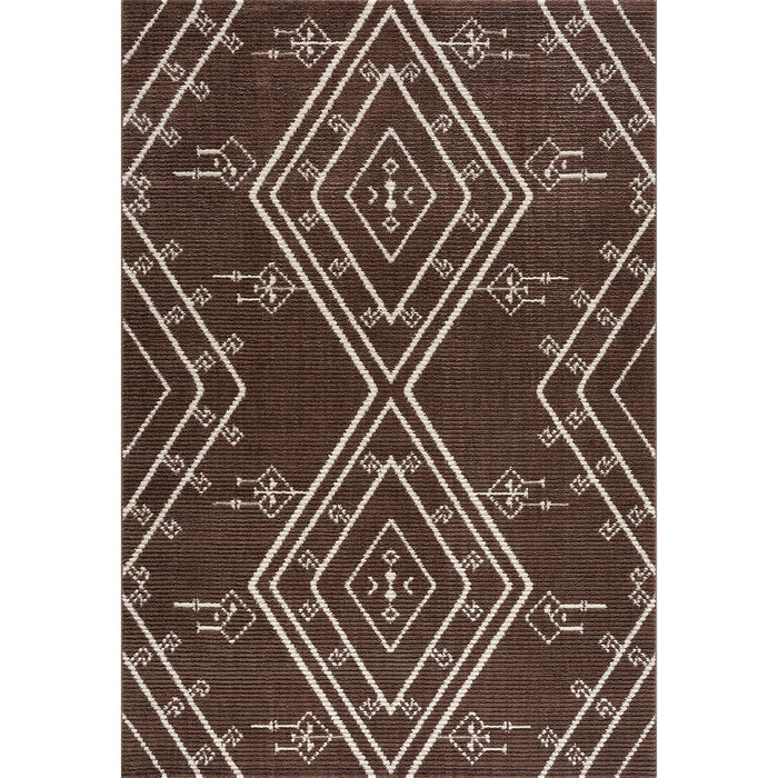 Килим вітальня етно берберський візерунок - 140x200см - високий ворс м'який бохо спальня передпокій прикраса бігунок - скандинавські декоративні килими (200 x 290 см, коричневий)