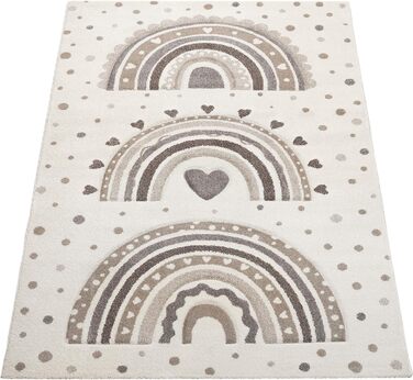 Дитячий килимок Дитячий килимок з коротким ворсом Хлопчик Дівчатка Серце Крапки Бежевий кремовий, Розмір (80 х 150 см)