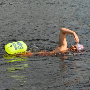 Буксирний буй borntoswim для дорослих унісекс для плавців світлий захисний буй без сушильного мішка 28 х 49 см неоново-зелений