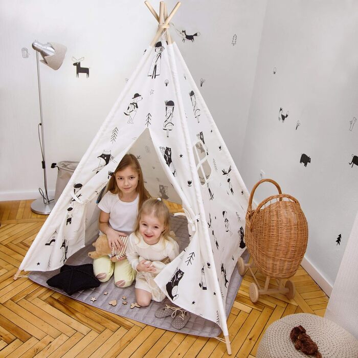 Дитяче ігрове намет Hakuna Matte Tipi з килимком, спіймачем снів та сумкою – стильний дизайн, 100% бавовна, сертифікат EN71