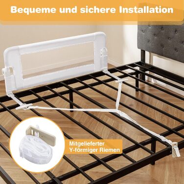 Бортик для ліжка COSTWAY складаний, захисний бар'єр для дитячого ліжка та ліжка для батьків 105x42 см (Сірий/Білий)