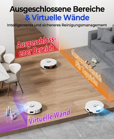 Робот-пилосос Redkey R11 з функцією миття, 20000Pa, док-станція 4L, захист від намотування волосся, LiDAR навігація, керування через додаток, для килимів та шерсті тварин