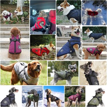 Зимовий жилет Ectkuee Dog Jacket зі шлейкою, водонепроникний, світловідбиваючий, можна прати в пральній машині (M, срібло)