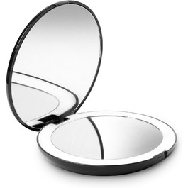Кишенькове дзеркальце Fancii складне 1X/10X 13 см чорне